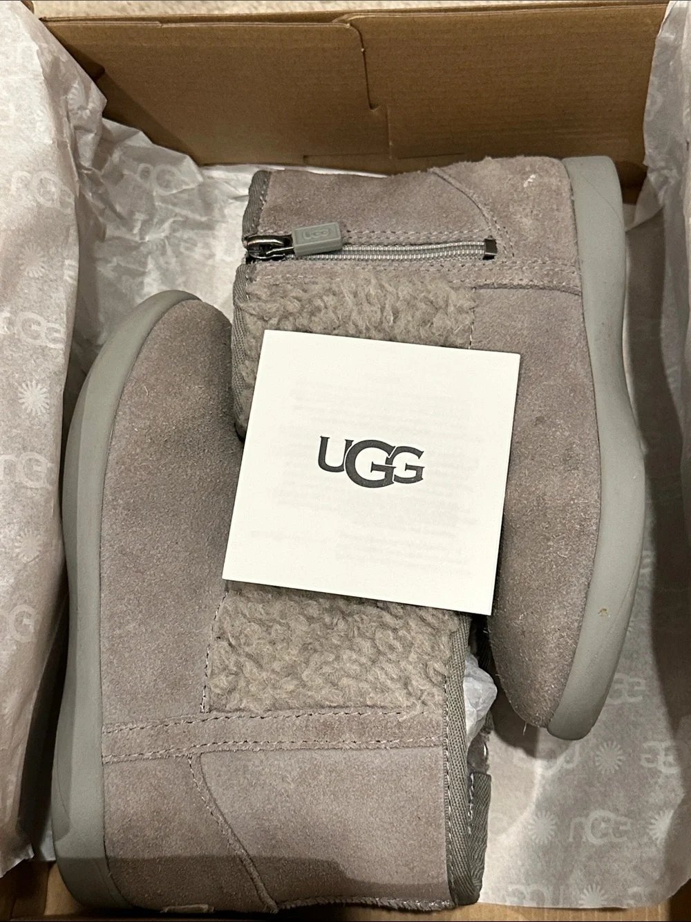 UGG Kids Gray Koala Plush-Lined One-Piece Footies